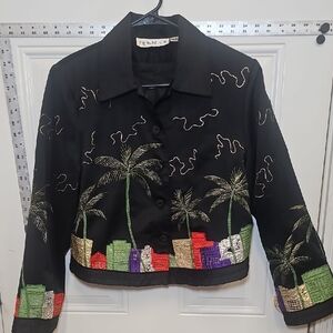 Black, Jacket, Colorful, Embroidery, Travel, Casual, Summer, Style, Artistic